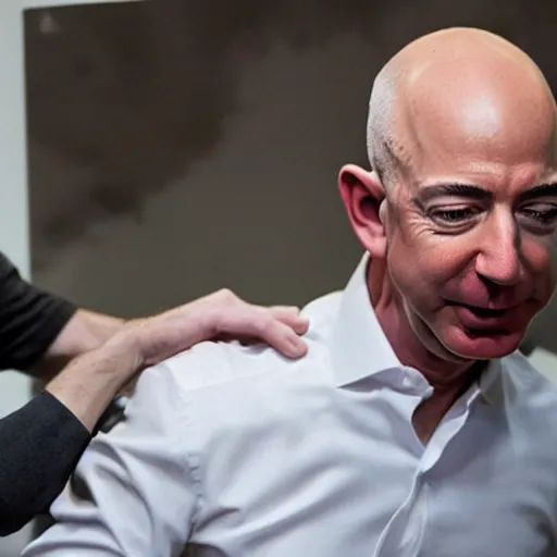 Image similar to photo of Jeff Bezos getting a haircut