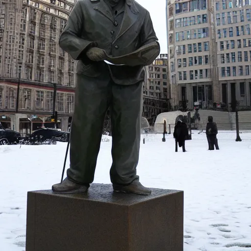 Image similar to a bronze statue of leif gw persson in sergel's square