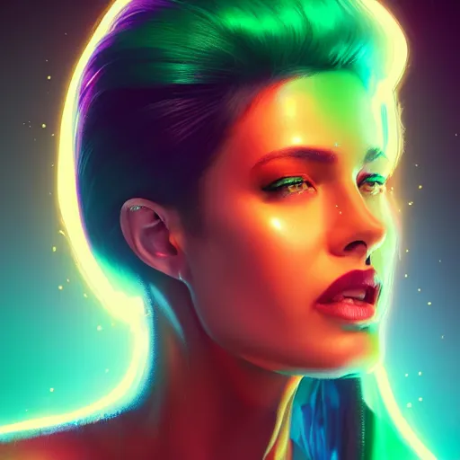 Prompt: electric woman, cute - fine - face, pretty face, oil slick hair, realistic shaded perfect face, extremely fine details, realistic shaded lighting, dynamic background, artgerm, 8 k ultra realistic, highly detailed, octane render, petros afshar