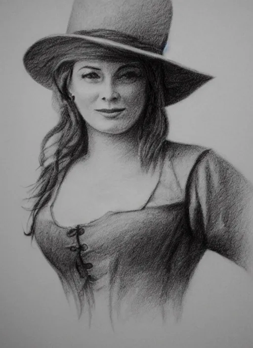 Image similar to 1 8 0 0 s style full body detailed pencil drawing of a cowgirl beautiful face, realistic