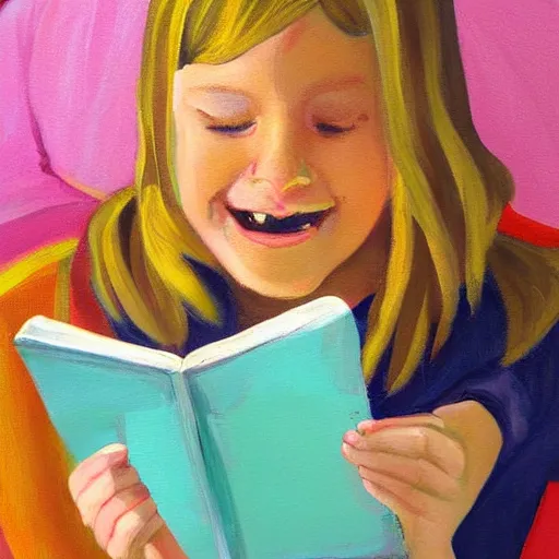 Prompt: painting of girl reading a book by emilywinfieldmartinart, trending on society 6