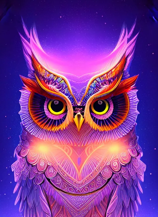 Image similar to symmetry!! product render poster vivid colors divine proportion owl, ice and snow, glowing fog intricate, elegant, highly detailed, digital painting, artstation, concept art, smooth, sharp focus, illustration,