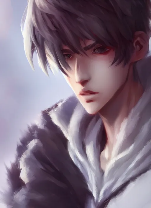 Image similar to detailed beautiful male character art of a protagonist, depth of field, on amino, by sakimichan patreon, wlop, weibo high quality art on artstation, deviantart