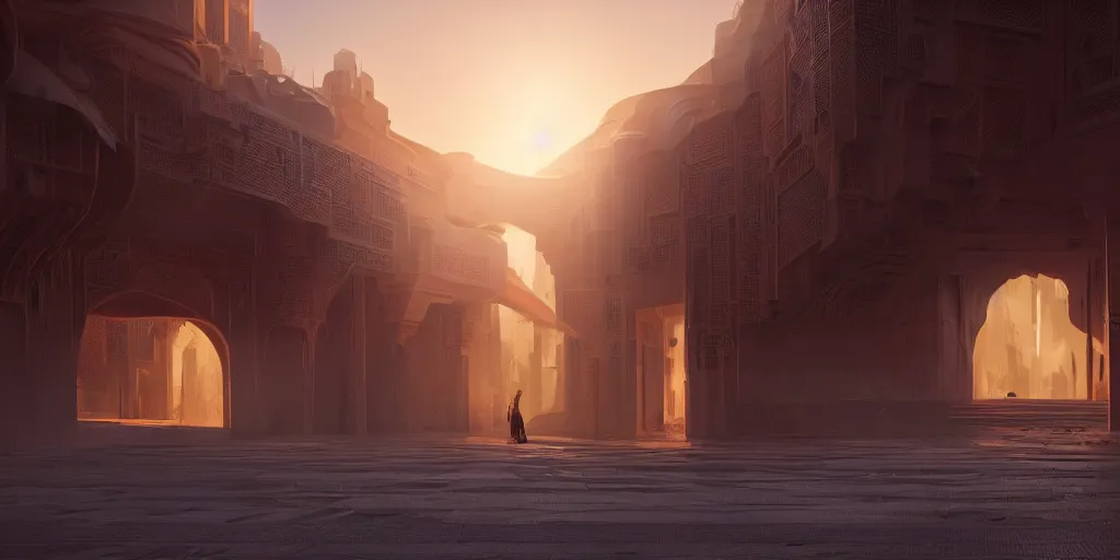 Image similar to Futuristic Morocco, beautiful dynamic lighting, cinematic, wide angle establishing shot, extremely high detail, photo realistic, cinematic lighting, post processed, concept art, artstation, matte painting, style by eddie mendoza, raphael lacoste, alex ross, volumetric lighting, light rays, photorealistic, ultrarealistic, moody, coronarender, 8k