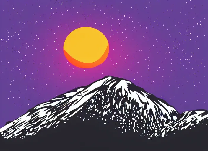 Prompt: vector illustration of a sunset over a mountain