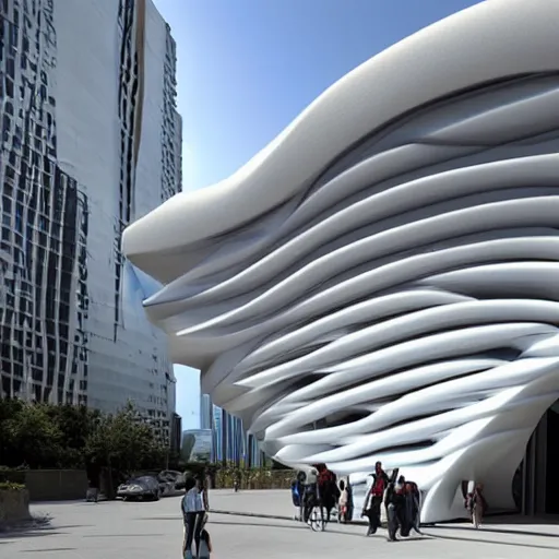 Image similar to 3d printed building, by zaha hadid