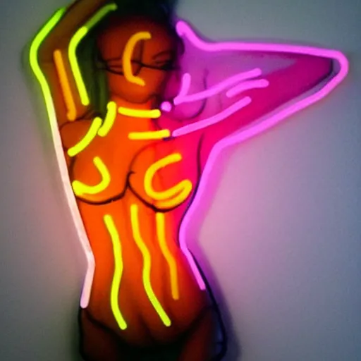 Image similar to a womens body 3 d neon art