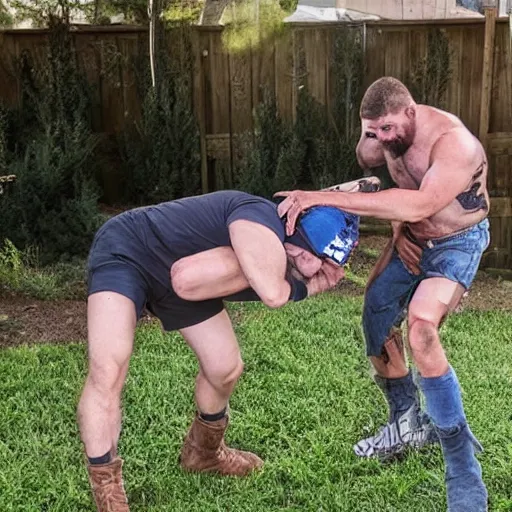 Image similar to redneck conjoined twins backyard wrestling