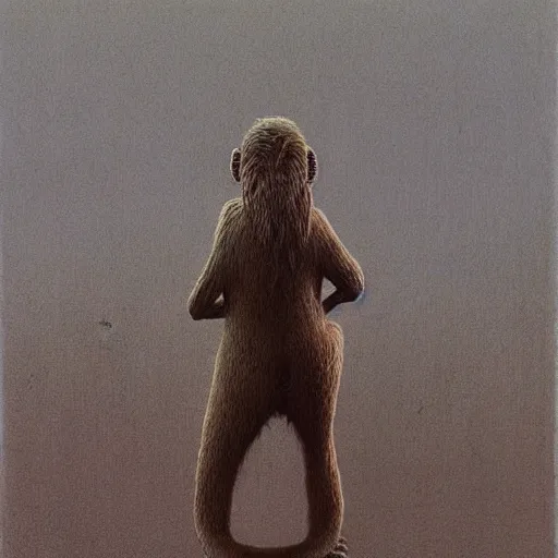 Image similar to monkey in suit by zdzislaw beksinski