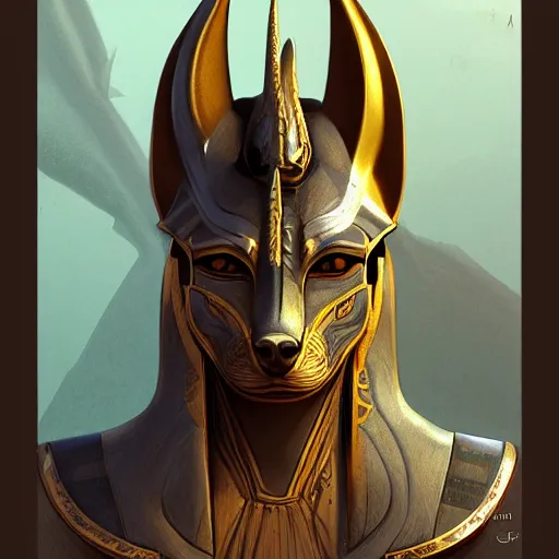 Image similar to Anubis, Jackal, very detailed, artstation, illustration, masterpiece, digital art