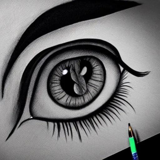 Image similar to detailed illustration of a girls eyes with tears, highly detailed, realistic, art station