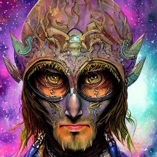 Prompt: a WLOP painting of Very very very very highly detailed mystic, enigmatic, strange portrait of a phantom warrior with galaxy, tattoos by Anton Pieck, intricate, extremely detailed, digital painting, artstation, concept art, smooth, sharp focus, illustration, intimidating lighting, incredible art,