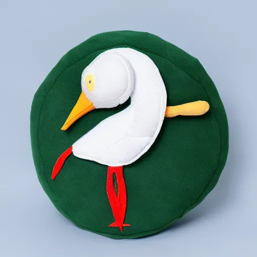 Image similar to round plush of a stork wearing a suit