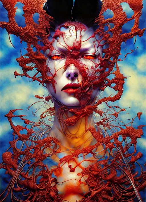 Prompt: detailed image of Poutine by Ayami Kojima, Amano, Karol Bak, Greg Hildebrandt, and Mark Brooks, rich deep colors. Beksinski painting, part by Adrian Ghenie and Gerhard Richter. art by Takato Yamamoto. masterpiece . intricate artwork by Tooth Wu and wlop and beeple, greg rutkowski, very coherent symmetrical artwork, cinematic, hyper realism, high detail, octane render, unreal engine, 8k, Vibrant colors, Smooth gradients, High contrast, depth of field. by Katsuhiro Otomo, full body character drawing, inspired by Evangeleon, clean ink detailed line drawing, intricate detail, extremely detailed. painting by Arthur Rackham, Eugene de Blaas, Frederic Leighton