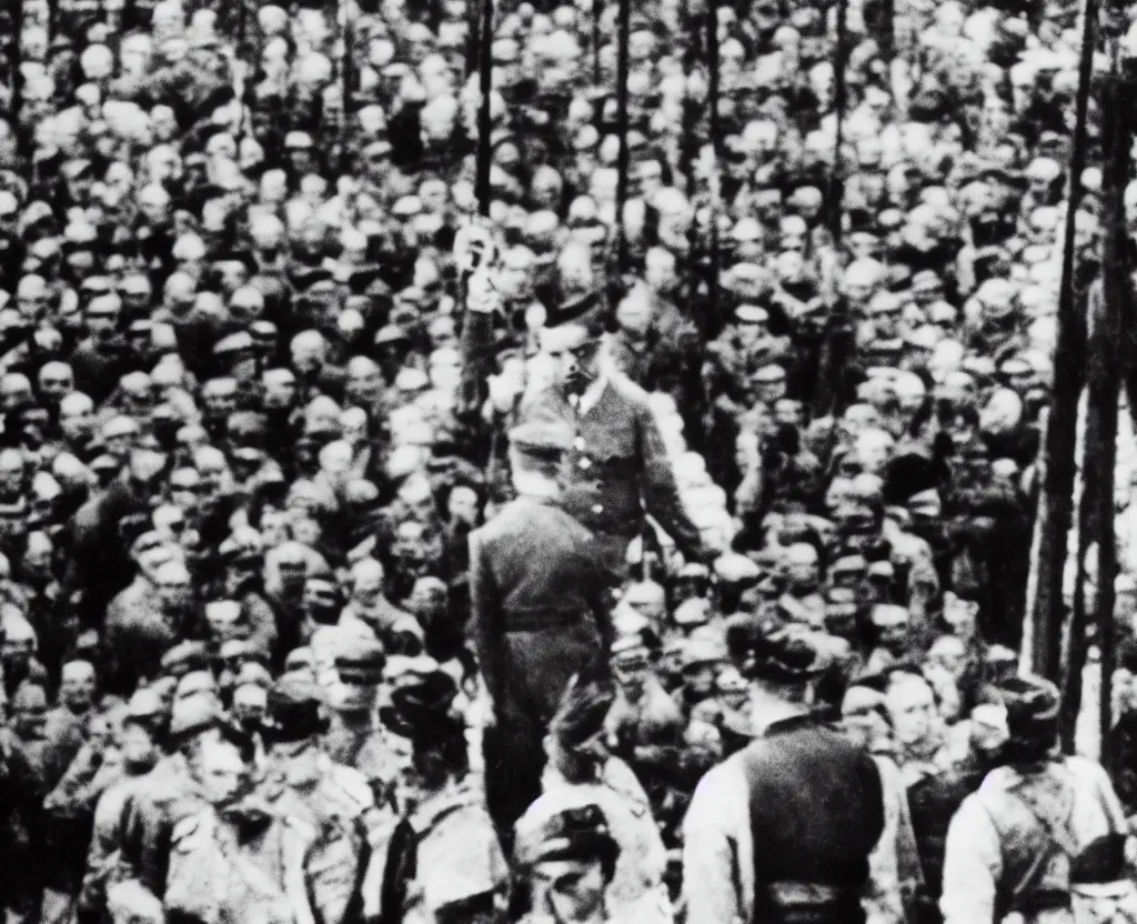 Image similar to adolf hitler is being hanged in nuremberg trials, canon 3 5 mm photography