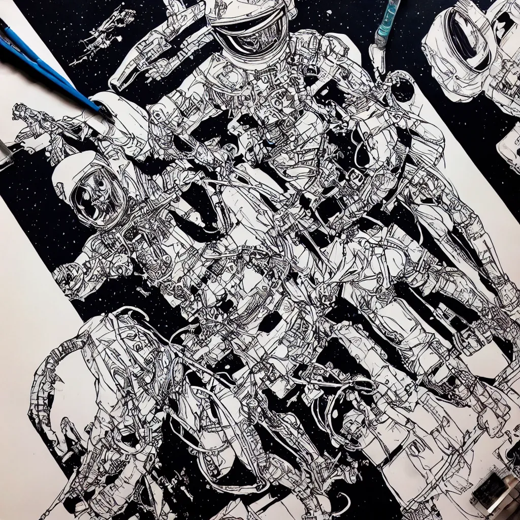 Image similar to cosmonaut skeleton tearing his space suit off laurie greasley masterpiece hyper realism, intricate detail, extremely detailed