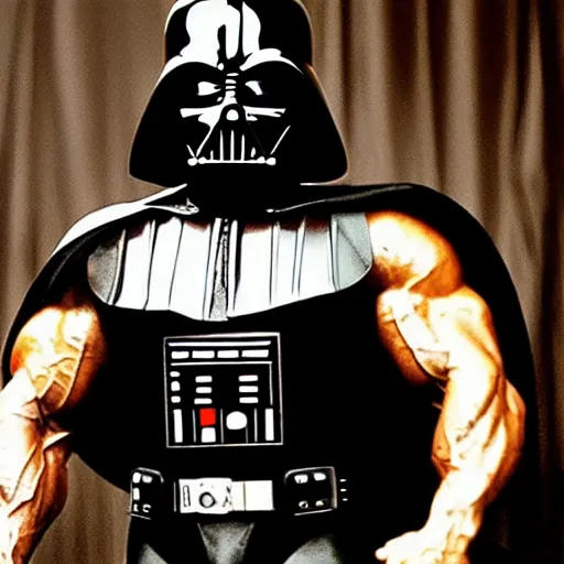 Prompt: Arnold Schwarzenegger bodybuilding as Darth Vader