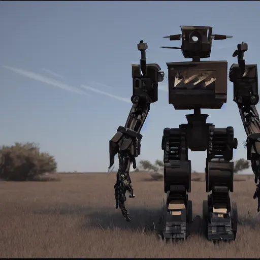 Prompt: a war robot, unreal engine rendering 8 k