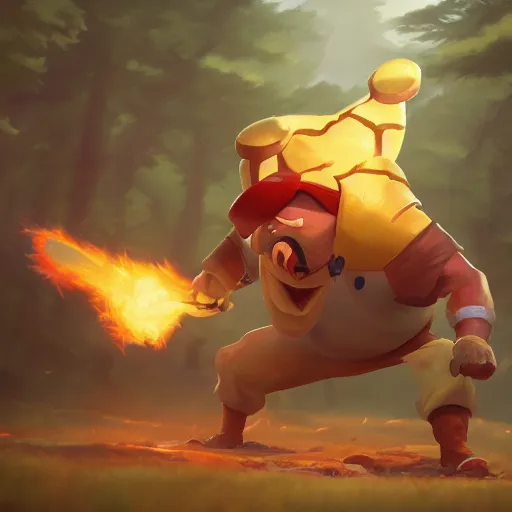 Image similar to portrait of legendary battle toast, pixar toast warrior, pokemon toast, volumetric lighting, dynamic composition, art by sachin teng and sergey kolesov and ruan jia and heng z, fantasy, hyper detailed, ultra realistic, sharp focus, wildlife photography, national geographic, octane render, concept art