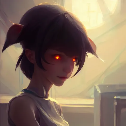 Image similar to portrait of an anthropomorphic rat girl, 4 k, concept art, by wlop, ilya kuvshinov, artgerm, krenz cushart, greg rutkowski, pixiv. cinematic dramatic atmosphere, sharp focus, volumetric lighting, cinematic lighting, studio quality