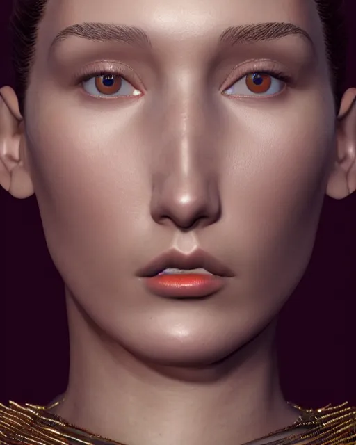 Image similar to a highly detailed metahuman 8 k close up render of bella hadid salvador dali style trending on artstation made in unreal engine 4