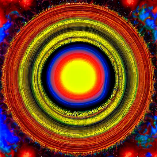 Image similar to painting of the hidden universe at the heart of an atom. polychromatic color scheme