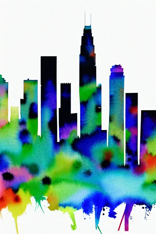 Image similar to minimalist watercolor art of los angeles skyline, illustration, vector art