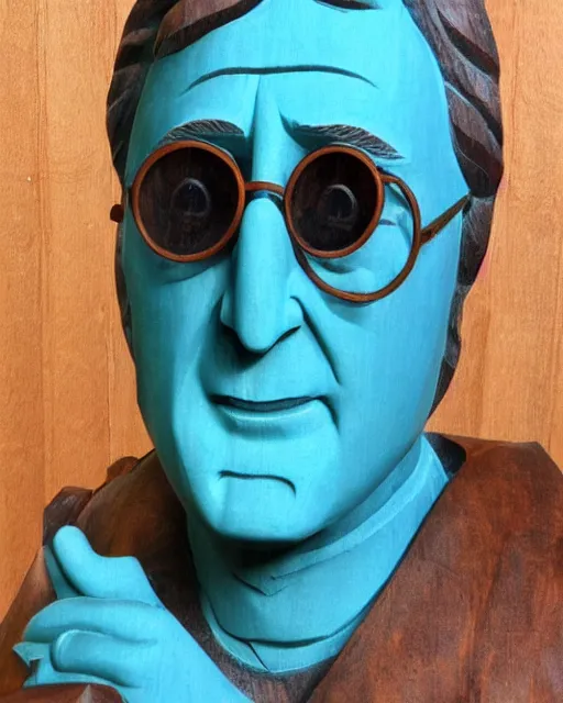 Image similar to wooden carving statue of john lennon, product picture, ebay listing thumbnail