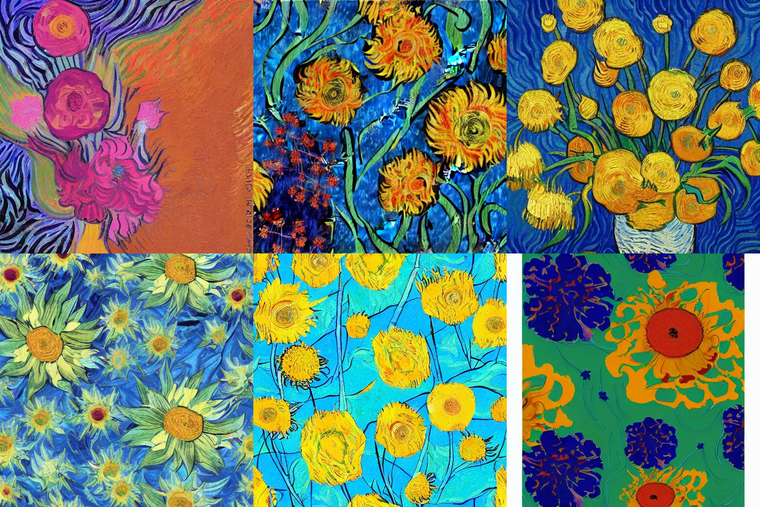 Prompt: abstract floral background in van gogh style