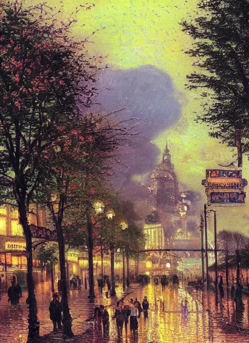 Prompt: avenida paulista in 1 6 0 0, very realistic beautiful painting, detailed, by thomas kinkade and van gogh