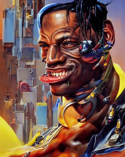 Image similar to Travis Scott by Peter Andrew Jones, hyper detailed