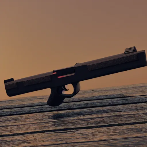 Image similar to a rubber dock with a glock, photorealistic 8 k render