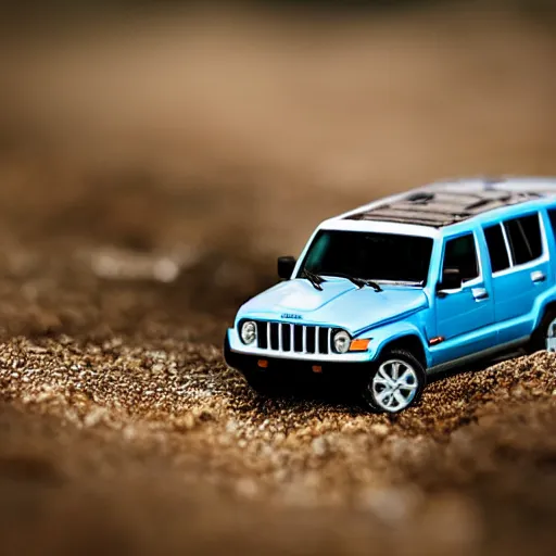 Image similar to Jeep COMMANDER, micro machines, bokeh, macro photography