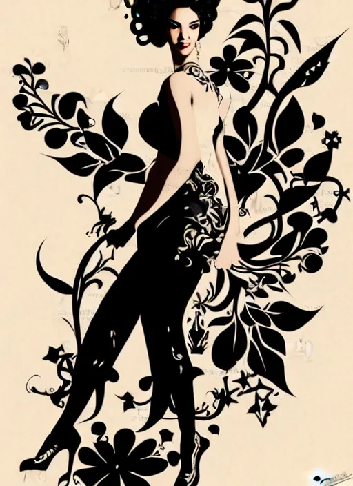 Prompt: silhouette of spanish singer camaron, vector art style, full shot, intricate, elegant, highly detailed, digital art, ffffound, art by jc leyendecker and sachin teng