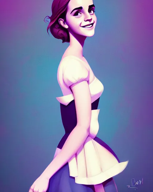 Prompt: beautiful full body Emma Watson smiling illustration by lois van baarle and loish and ross tran and rossdraws and sam yang and samdoesarts and artgerm and Cecil Beaton, Lee Miller, Irving Penn, David Bailey, octane render, cgsociety