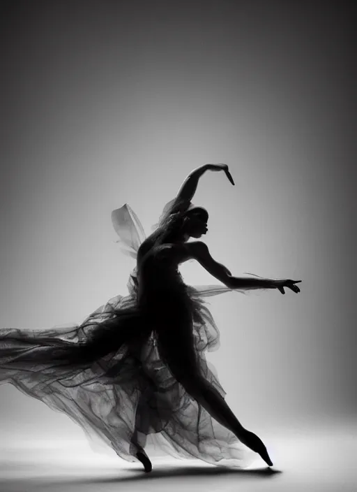 Image similar to a Photorealistic dramatic hyperrealistic render of a beautiful Female smoke dancer by Ken Brower and Deborah Ory of NYC Dance project,Lois Greenfield,Flowing cloth and smoke,Beautiful dynamic dramatic dark moody lighting,volumetric,shadows,cinematic atmosphere,Octane render,8K