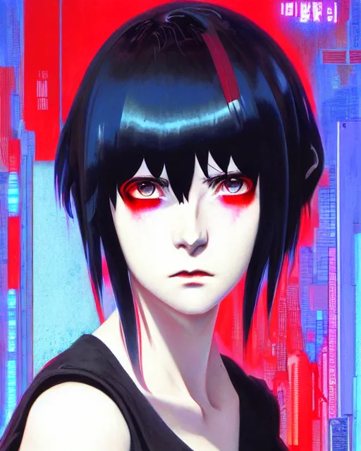 Prompt: cyberpunk lydia deetz | | very very anime!!!, fine - face, audrey plaza, realistic shaded perfect face, fine details. anime. realistic shaded lighting poster by ilya kuvshinov katsuhiro otomo ghost - in - the - shell, magali villeneuve, artgerm, jeremy lipkin and michael garmash and rob rey