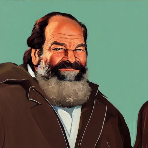 Image similar to a portrait of very old bud spencer and terence hill by alex katz, trending on artstation