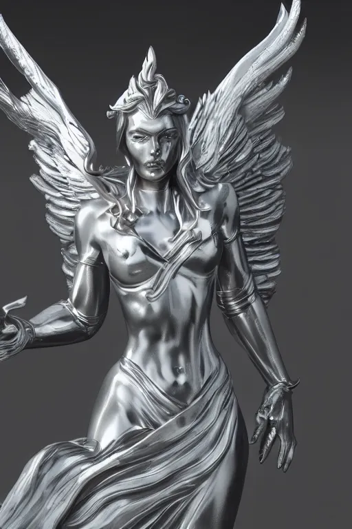 Image similar to archangel lissandra marble and silver statue, by tsuyoshi nagano, illustration, cinematic lighting, hyperdetailed, 8 k, symmetrical, frostbite 3 engine, cryengine, dof, trending on artstation, digital art, crepuscular ray