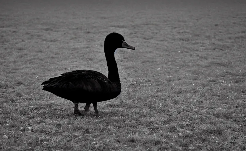 Prompt: black swan by ivan shishkin, nostalgia, analogue photo quality, blur, unfocus, monochrome