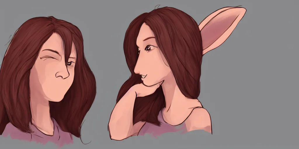 Image similar to women, dark skin, ginger, cartoon, sweatshirt, concept art, concept art, bunny ears,