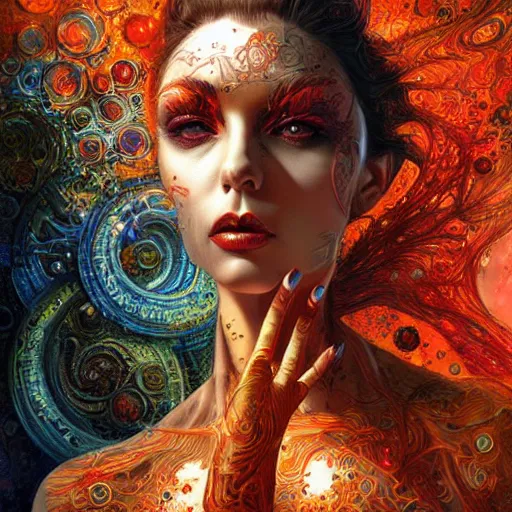 Image similar to Red alien, intricate, detailed digital art by Karol Bak