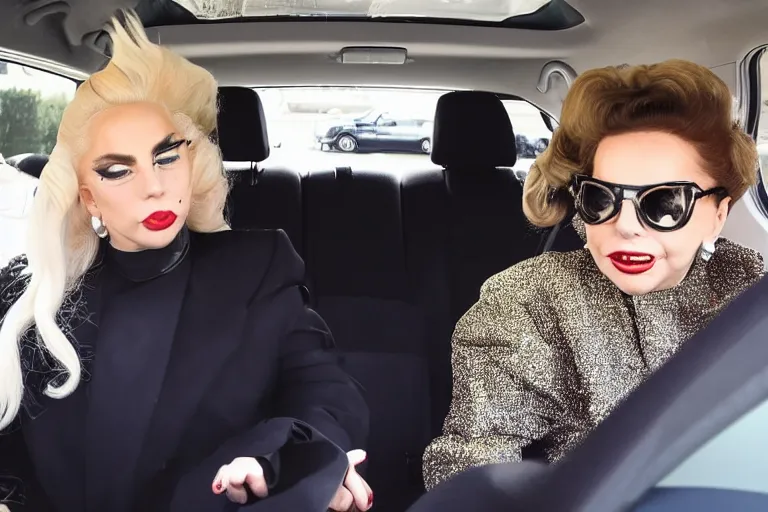 Image similar to lady gaga and judy garland carpool karaoke