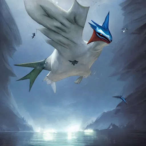 Prompt: togekiss and latios flying through a remote alien city, award - winning realistic sci - fi concept art by jim burns and greg rutkowski, beksinski, konstantin razumov