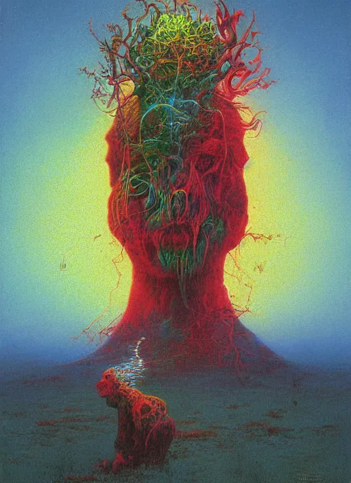 Image similar to alex jones by lisa frank and zdzislaw beksinski