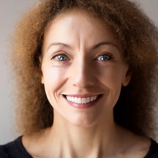 Image similar to face of a shy smiling woman, coherent, balance, lovely eyes, symmetry!!! studio photo, soft light