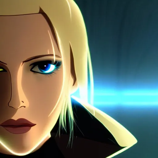 Image similar to Annie Leonhart in a Tron movie, atmospheric photo, beautiful face, cute, realistic skin, beautiful eyes