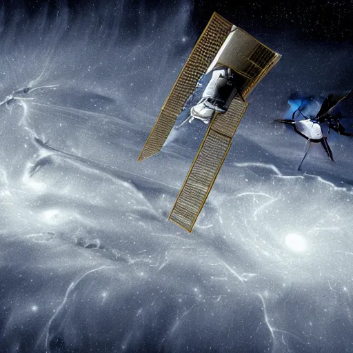 Prompt: blueprint of Voyager Satellite, by Leonardo Da Vinci, dramatic lightning, hyper realistic, 4k,