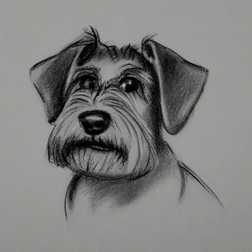 Image similar to milt kahl pencil sketch of mini schnauzer