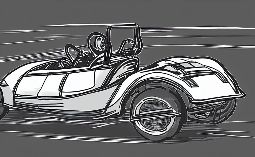 Image similar to digital illustration of a retro looking electric roadster